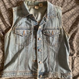 light blue jean vest